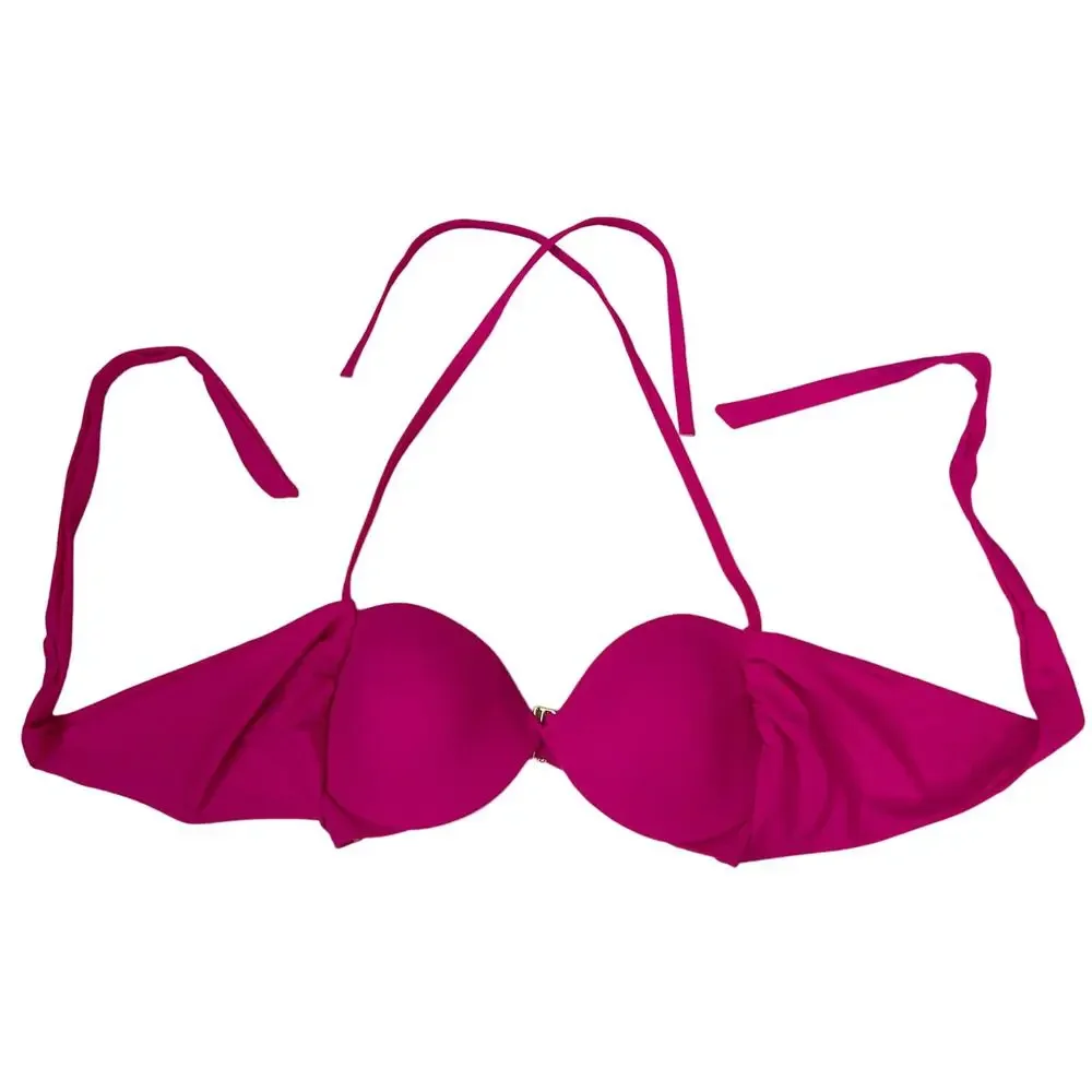 Victoria's Secret Women's Size 32DD Solid Pink Wrap Tie Around Bikini Top - EUC